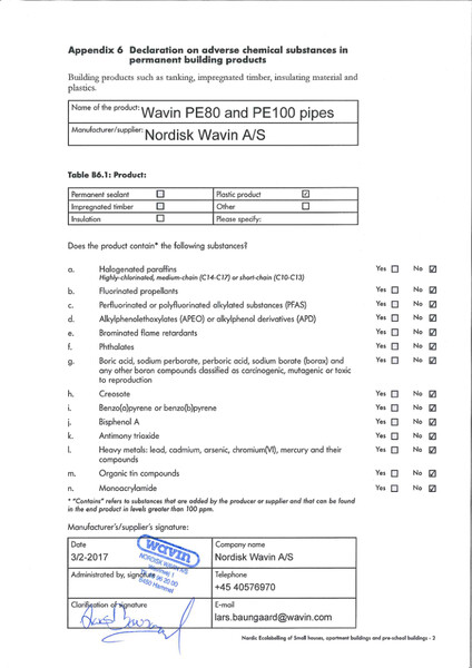 Nordic Ecolabelling – Wavin PE80 and PE100 pipes