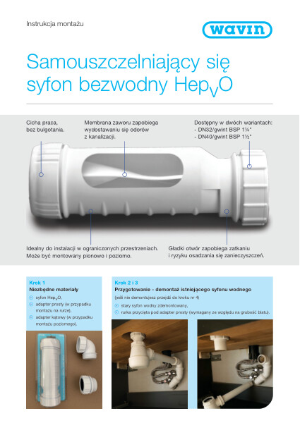 Syfon bezwodny Hepvo_instrukcja montażu