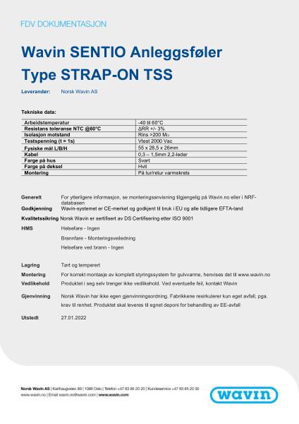 FDV Wavin Sentio Anleggsføler Type STRAP-ON 