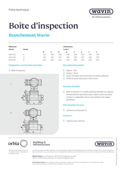 Fiche technique Boite inspection