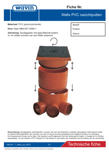 Technische fiche / Fiche technique PVC wafix put / chambre Ø315