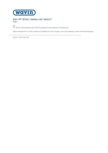 FAQ - Kan VP (Elrør) støbes ind i beton?