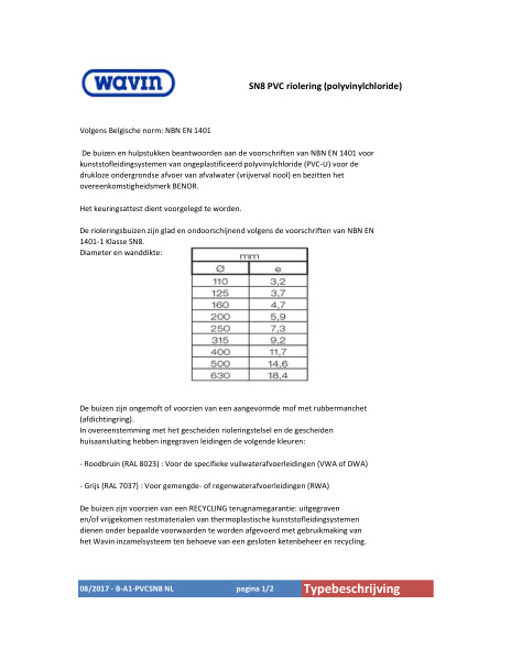 Bestektekst PVC SN8 riolering