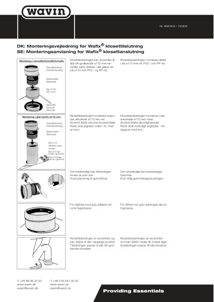 Monteringsanvisning Wafix Klosettanslutning