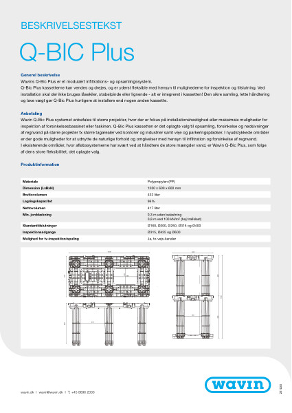 Beskrivelsestekst - Regnvandskassetter Q-BIC PLUS