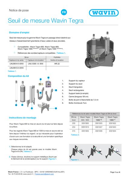 Notice de pose Seuil de mesure