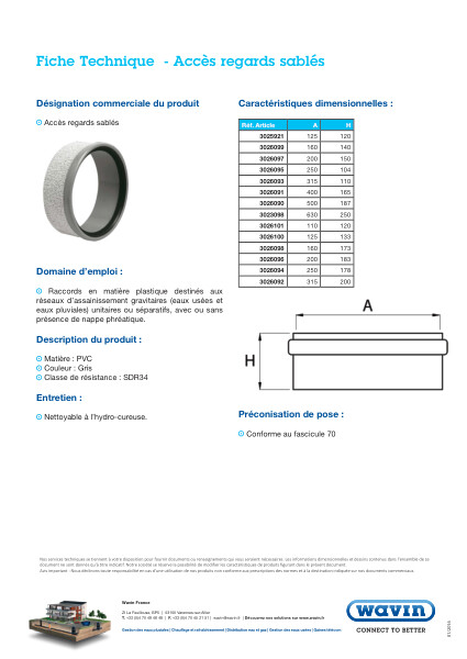 Fiche technique - Accès Regards sablés