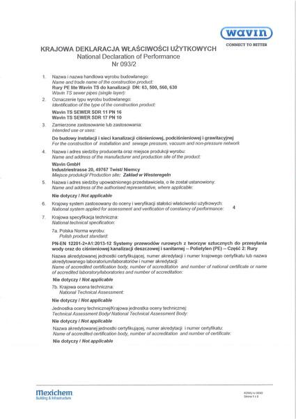 KDWU 093/2  Rury PE lite Wavin TS do kanalizacji