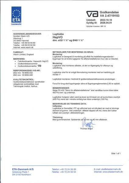 Syfon bezwodny Hepvo-aprobata