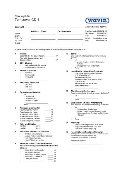 Flyer Planungshilfe Wavin Comfia CD-4