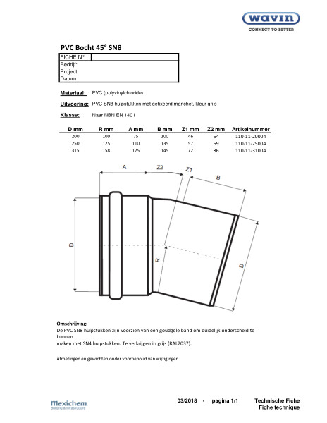 PVC bocht 45° - T-coude 45° SN8