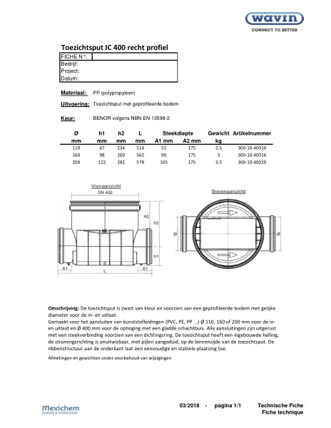 Toezichtput IC400 recht / chambre de visite droit 