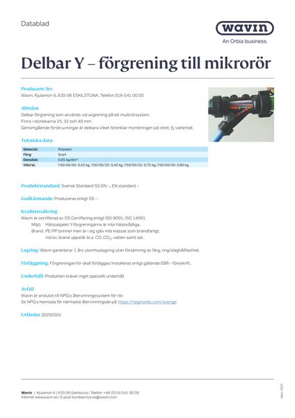 Delbar Y - förgrening till mikrorör - Datablad_SE_20250226