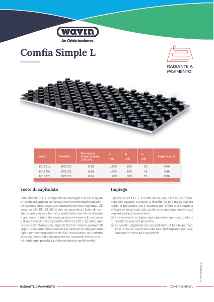 Scheda tecnica Comfia Simple L