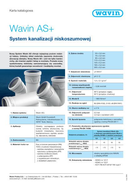 Karta katalogowa Wavin AS+