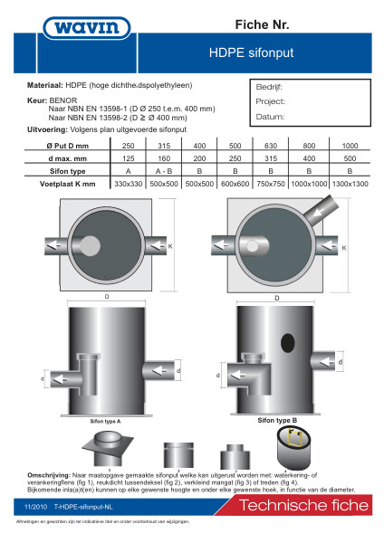 Technische fiche HDPE sifonput / Fiche technique décanteur à coupeair