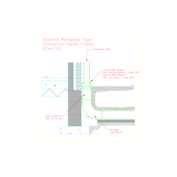 CAD - DC4 External rainwater pipe 150mm