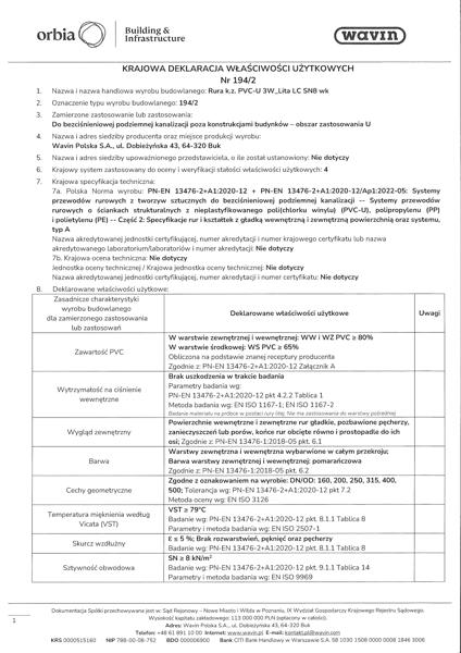 KDWU 194/2 Rury kanal zewn PVC 3W Lita LC SN8_WK