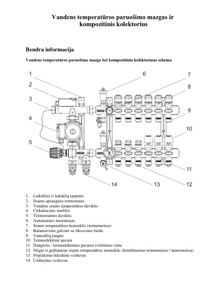 Techninė instrukcija - Pamaišymo mazgas ir kolektorius