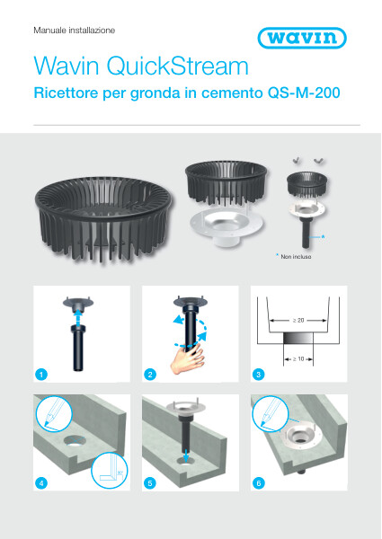 Manuale installazione Wavin Quickstream ricettore per gronda in cemento QS-M-200