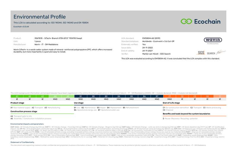 Wavin - IT - SM Maddalena-3067835 - SiTech Branch STEA 875 110X110 Swept-2020-environmental-profile 2023-01-17 1047