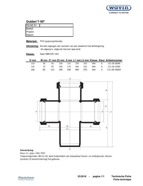 PVC dubbel T90° / PVC double T 90° 