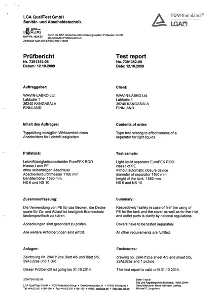 Testitulos - EuroPEK ROO NS10 Test report ENG