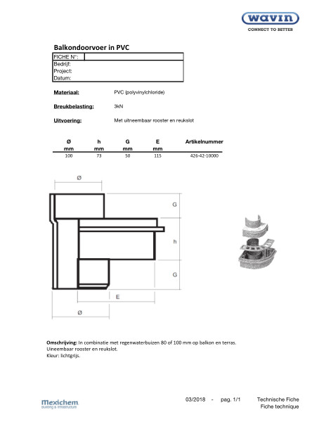 PVC balkondoorvoer / passage de balcon 