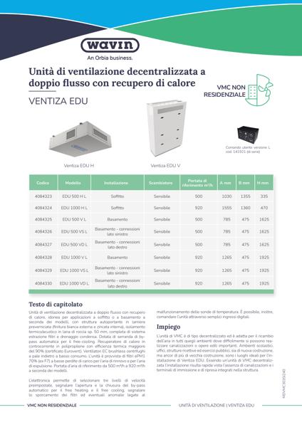 Scheda tecnica Wavin Ventiza EDU