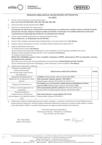 KDWU 226/1 Rura TwinWall PE SN8