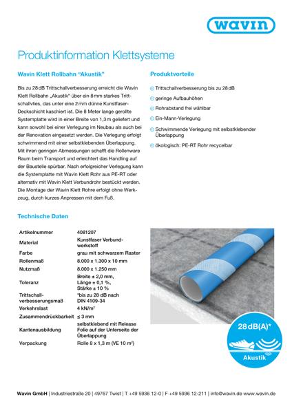 Wavin Klettsystem Akustik Datenblatt