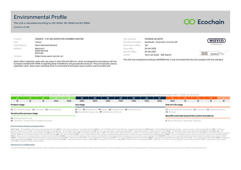 Wavin Denmark Hammel-3060872 - PVC 425 INSPECTION CHAMBER 160X1750-2020-environmental-profile 2023-07-07 1230