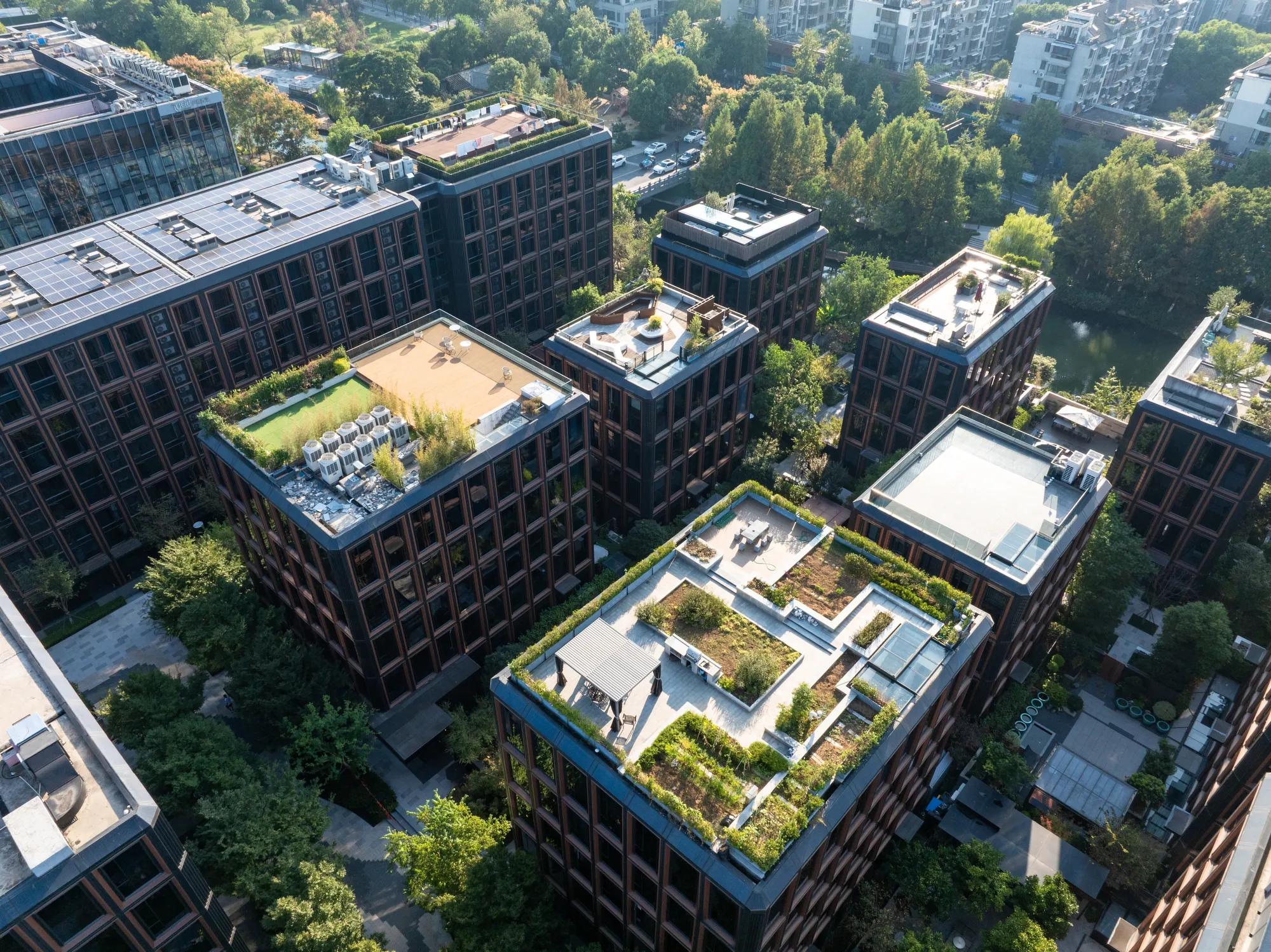 modern office building with roofgarden. AdobeStock_1014194369