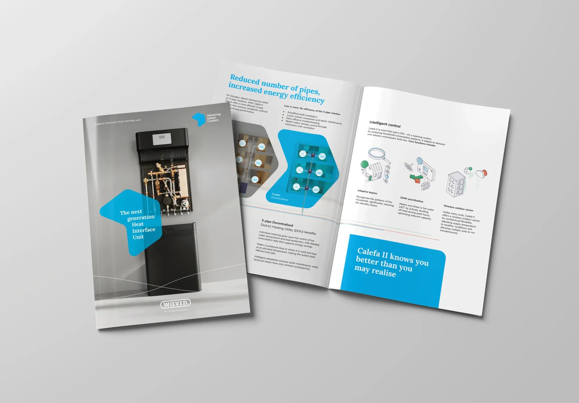 Brochure presentation image with Calefa brochure