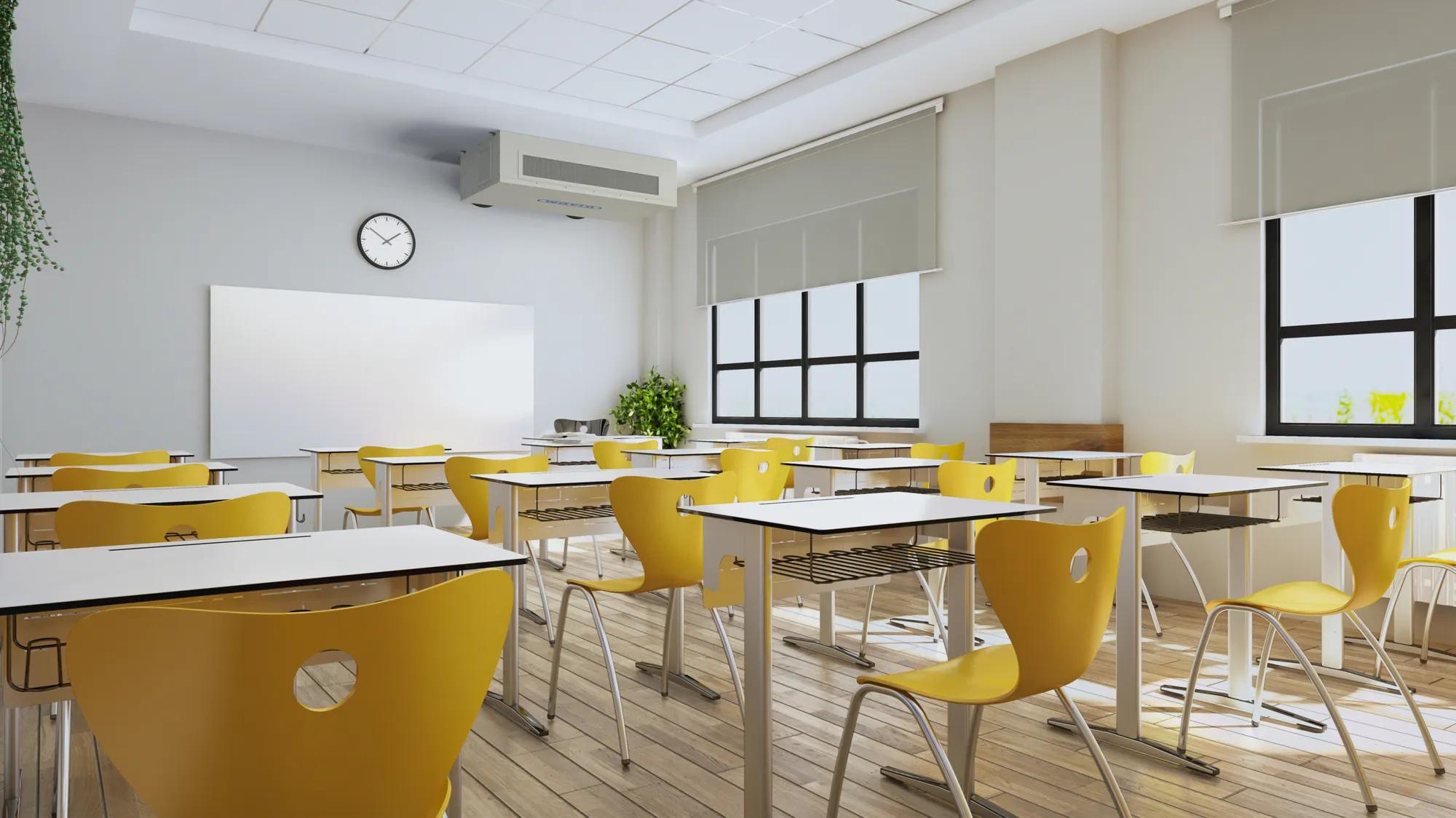 Ventiza EDU Mechanical ventilation classroom 3d render