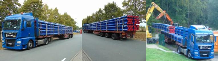 Transport von Kunststoffrohren