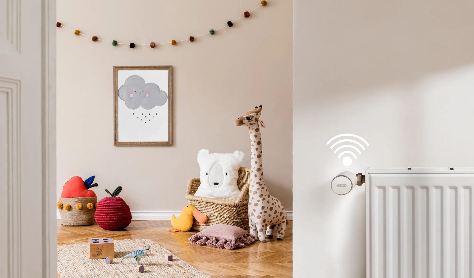Sentio Room thermostat mounted on a radiator in various environments