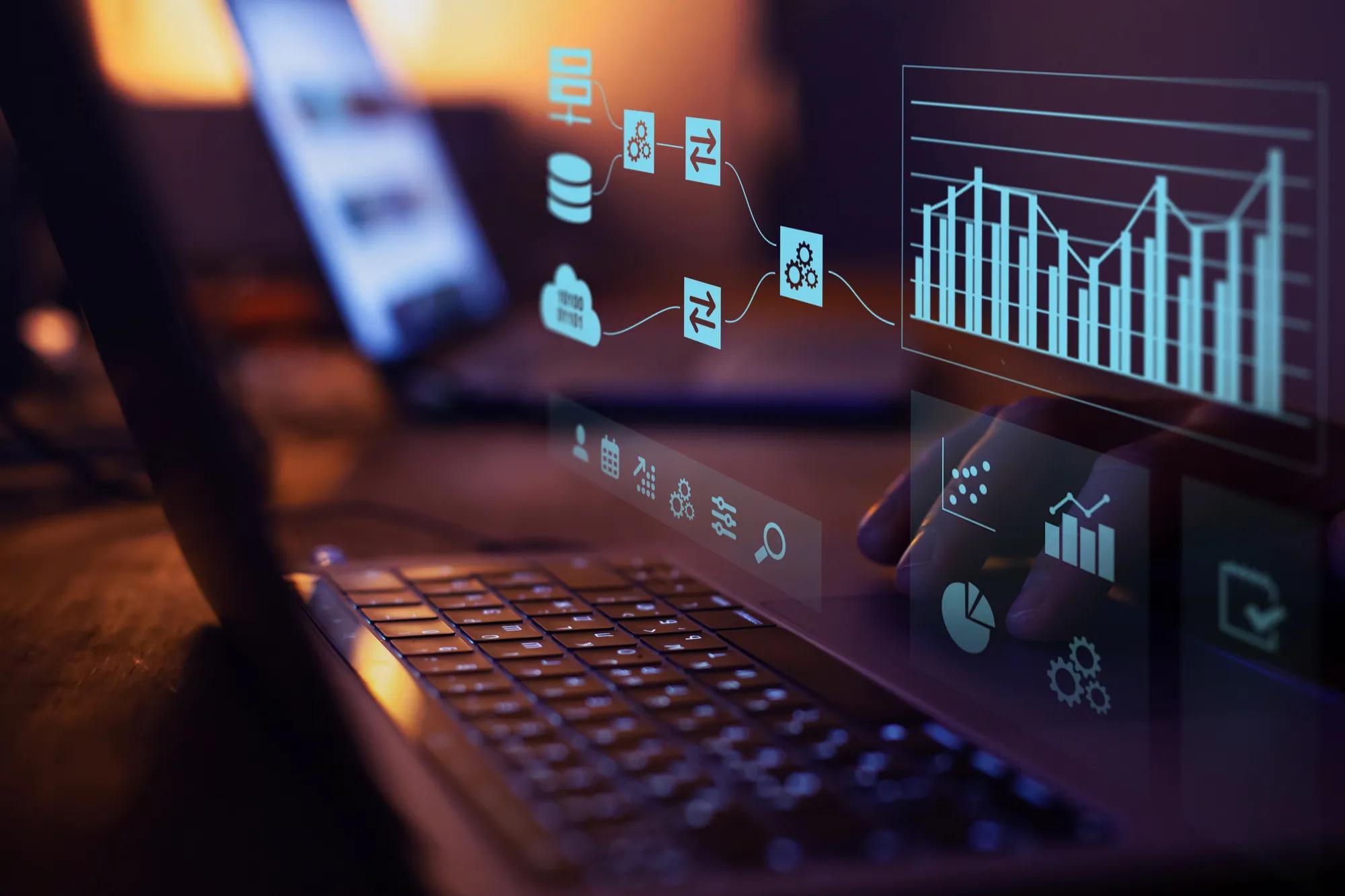 Business analytics and Data Management System concept, digital data analytics.