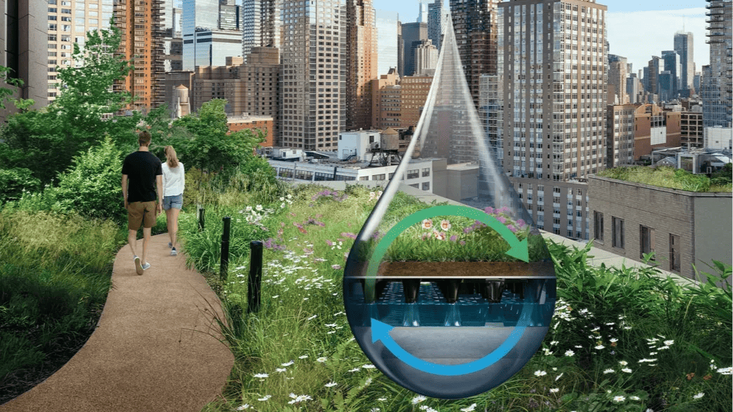 <p>Retentiedaken slaan opgevangen regenwater op op daken. Groene daken zorgen voor een verkoelend effect voor het gebouw én de directe omgeving, en gezondere leefomgevingen.</p>
<p>&nbsp;</p>